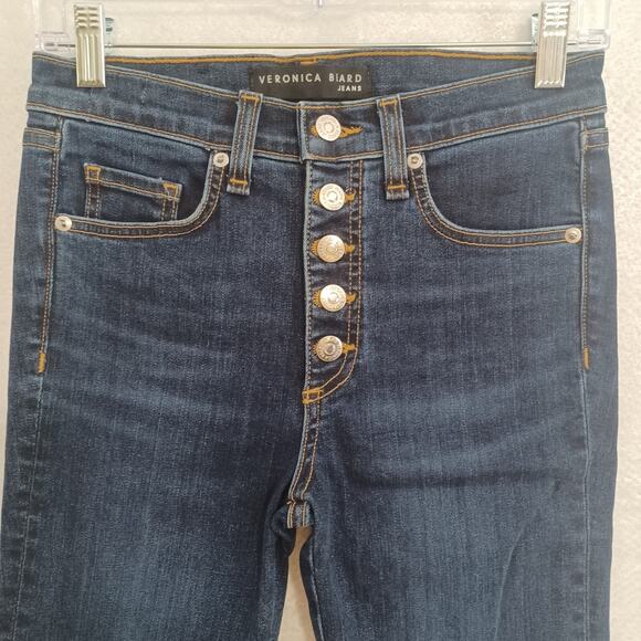 Veronica Beard Carolyn 10" Baby Boot Size 25 Dark Sea Fray Crop Blue Jeans NEW - Picture 3 of 11